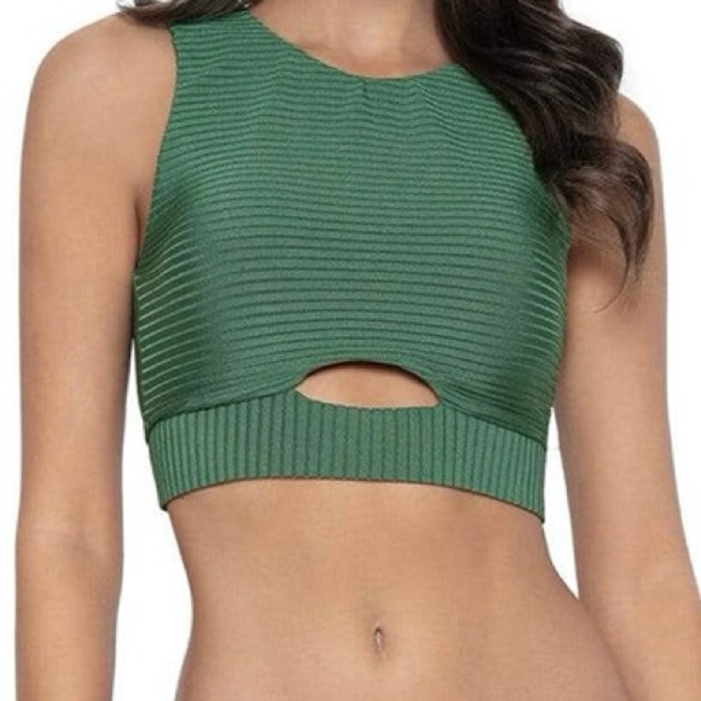 Pilyq Swim Emerald Key Hole Crop Top NWT